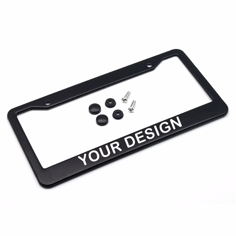 Aluminum License Plate Frame - Matte Black With Screws