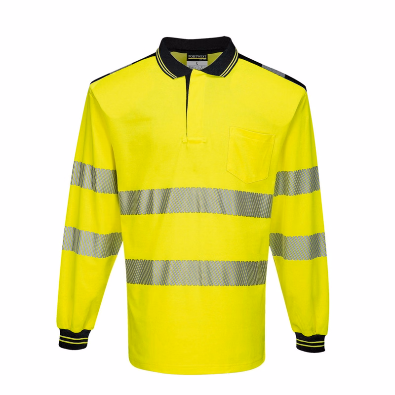 Portwest PW3 Hi-Vis Long Sleeve Polo Shirt