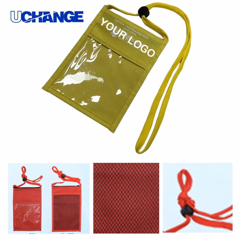 Nylon Neck Organizer Wallet with Clear Badge Pockets