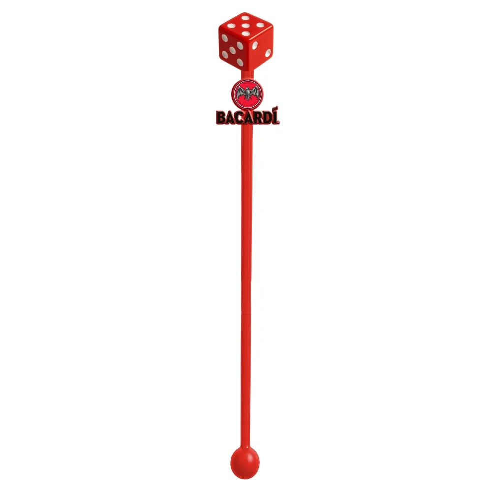 Spherical 3D Top Custom Molded Acrylic Swizzle Stick 1