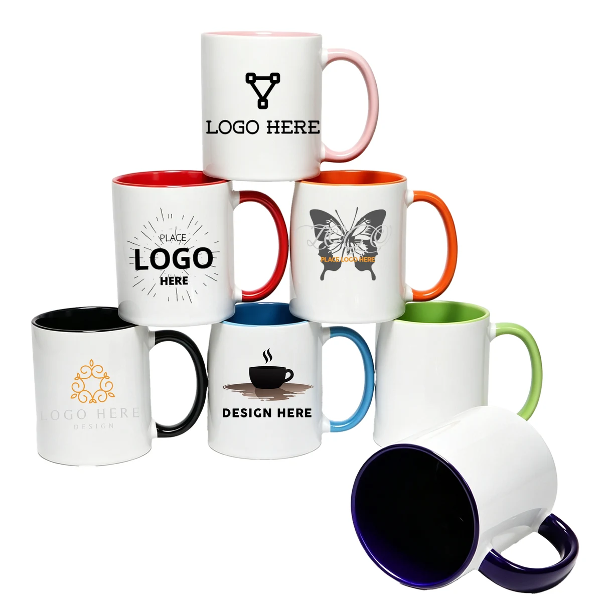 12oz Two Tone Sublimation Ceramic Coffee Mug W/ Curved Handle 1