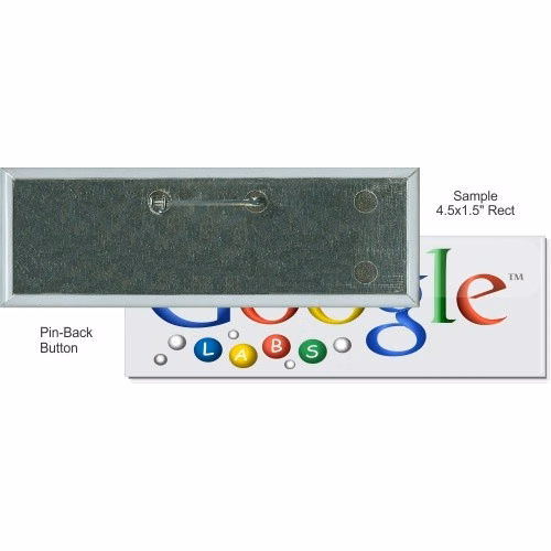 Pin-back 4 1/2 Inch X 1 1/2 Inch Rectangular Button
