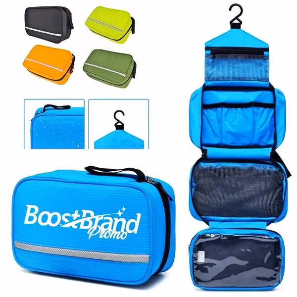Custom Spacious Hanging Toiletry Organizer with Hook — Travel Storage Bag