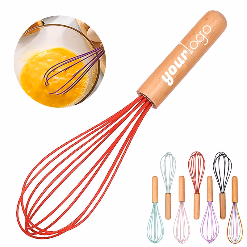 Silicone Whisk with Wooden Handle