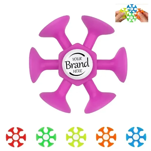 Custom Spinning Suction Cup Fidget Toy With Snap Action — Stress Relief Office Giveaway 1