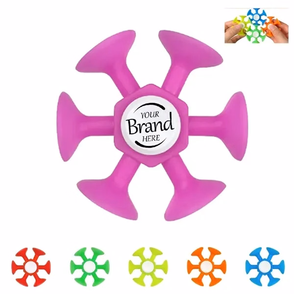 Custom Spinning Suction Cup Fidget Toy With Snap Action — Stress Relief Office Giveaway