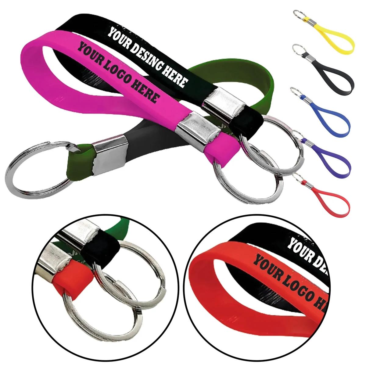 Screen Print Silicone Wristband Keychain 1