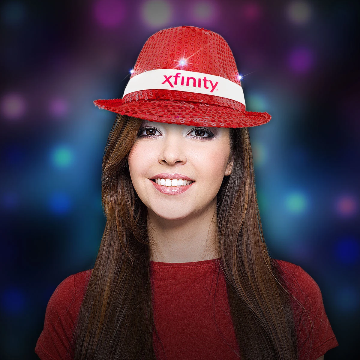 Red Sequin LED Fedora(w/white band) 1