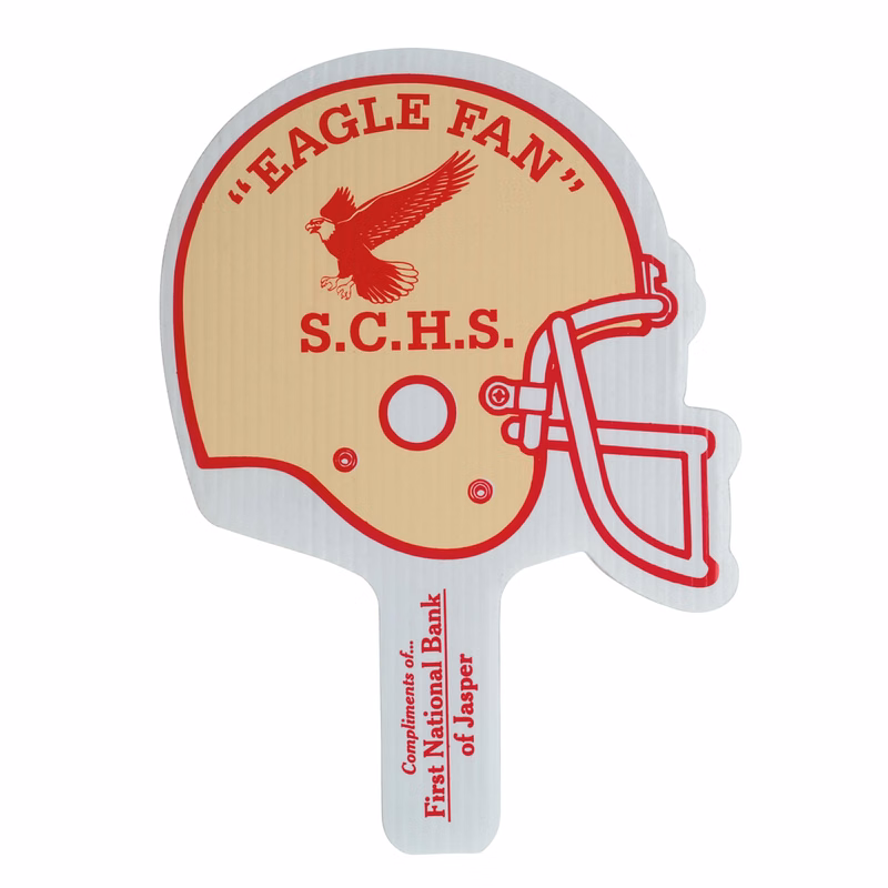 Football Helmet Shape Hand Fan, Screen Printed