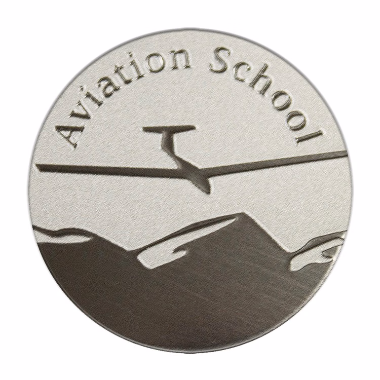 Round 1.25" Polished Nickel Etched Lapel Pin - USA Made