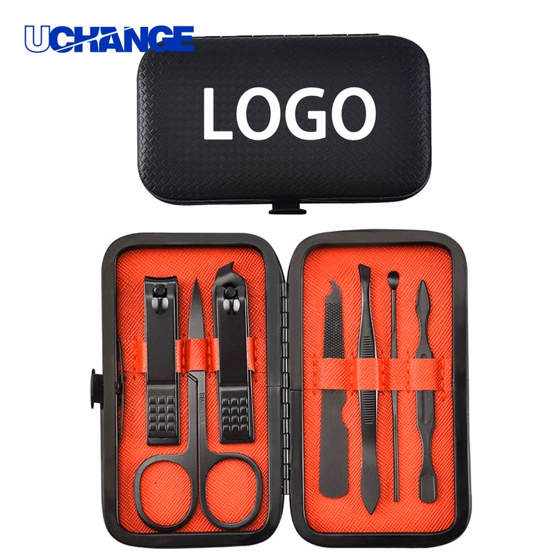 Black 7 In 1 Manicure Kit With Case