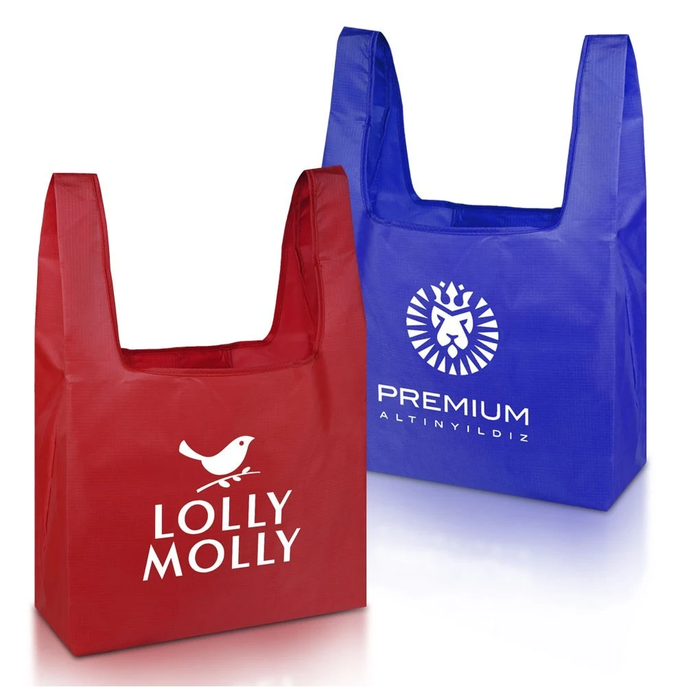 Custom Foldable Grocery Tote Bag With Inner Pouch, custom tote bag with logo imprint 1