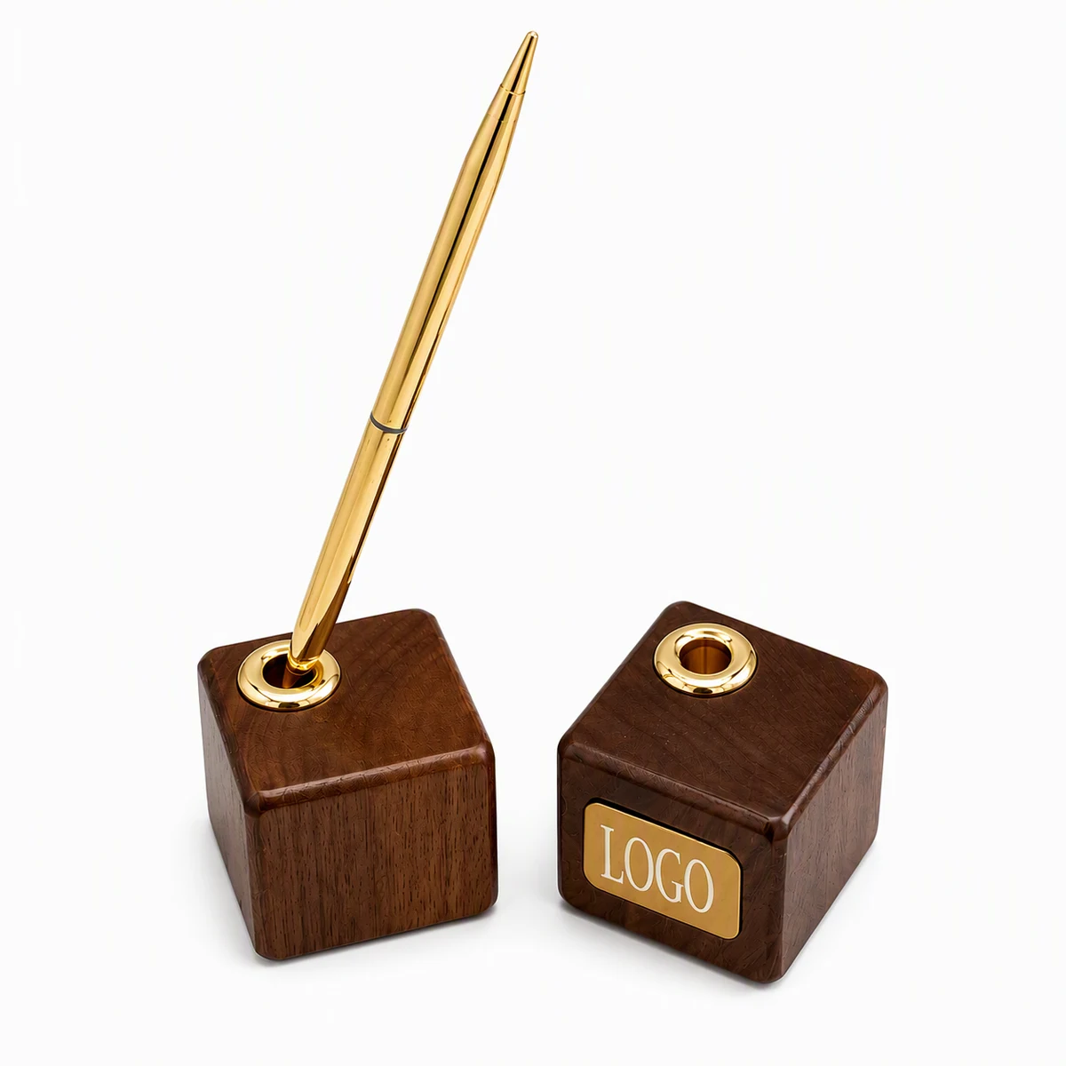 Solid Teak Wood Pen Holder 1