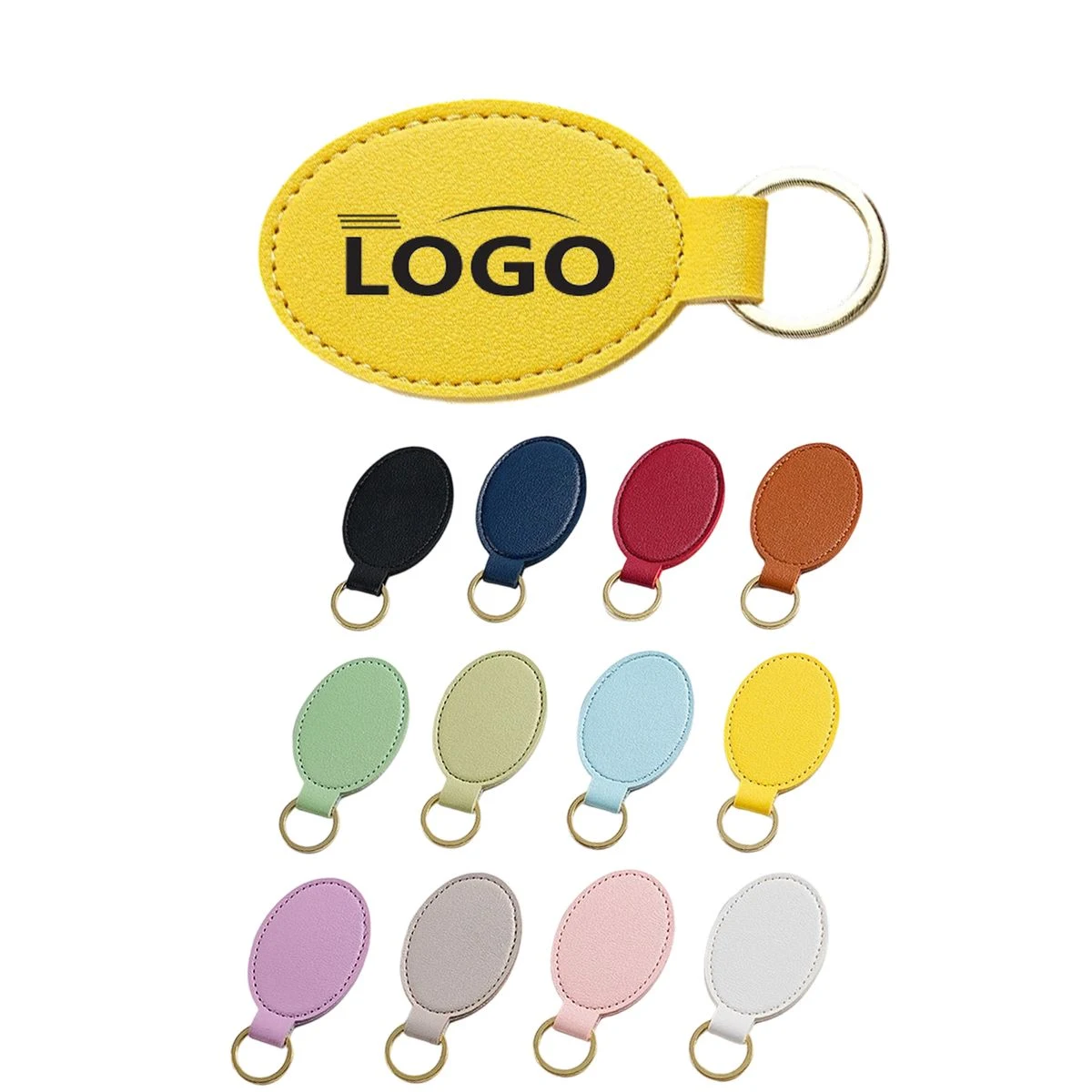 Oval PU Leather Keychain 1