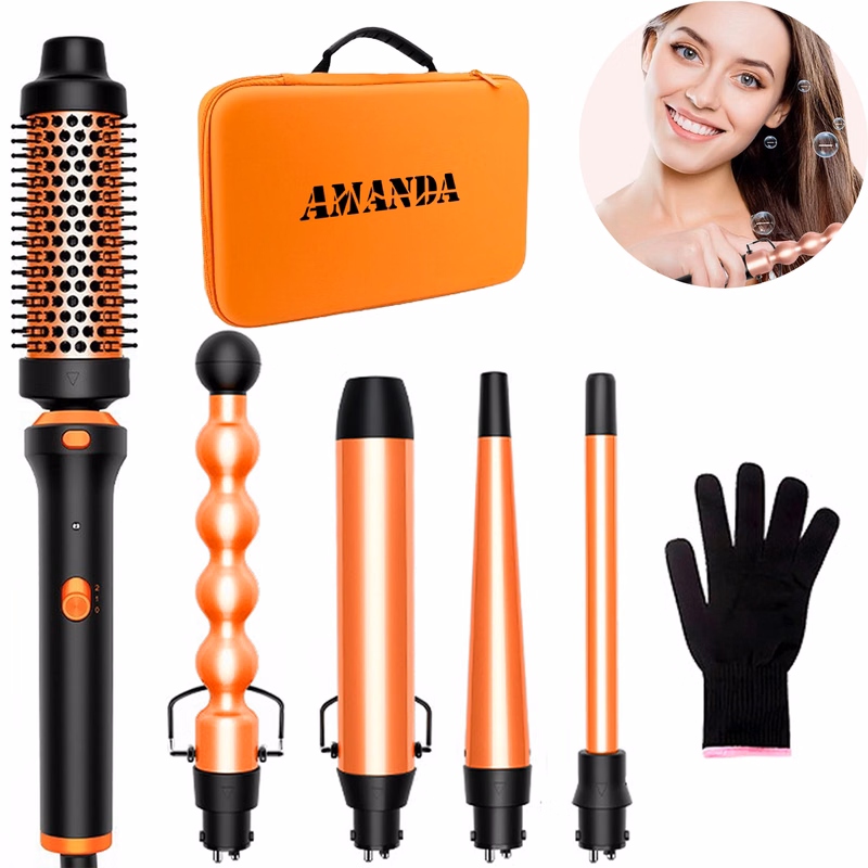 5-in-1 Multi-function Hair Straightener Brush Curling Iron