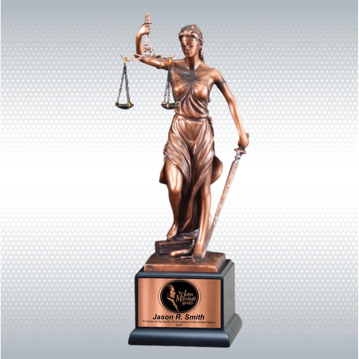 13 1/2" Premium Gallery Lady Justice Antique Bronze Resin Sculpture Award 1