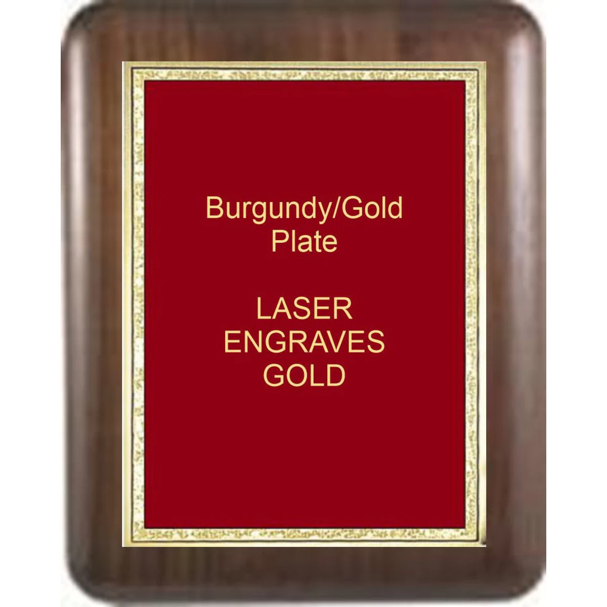 7" x 9" Genuine Walnut Elliptical Edge Round Corner Plaque with a Burgundy Florentine Plate. 1