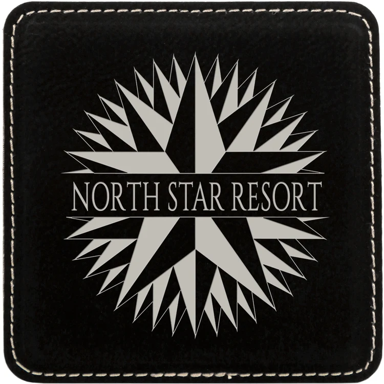 Black Leatherette Individual Square Coaster 1