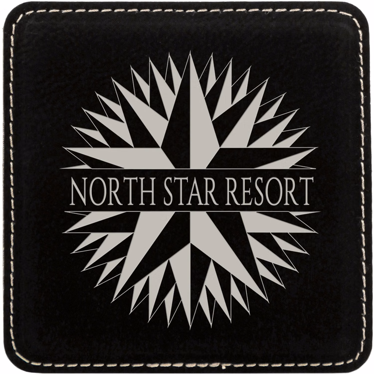 Black Leatherette Individual Square Coaster