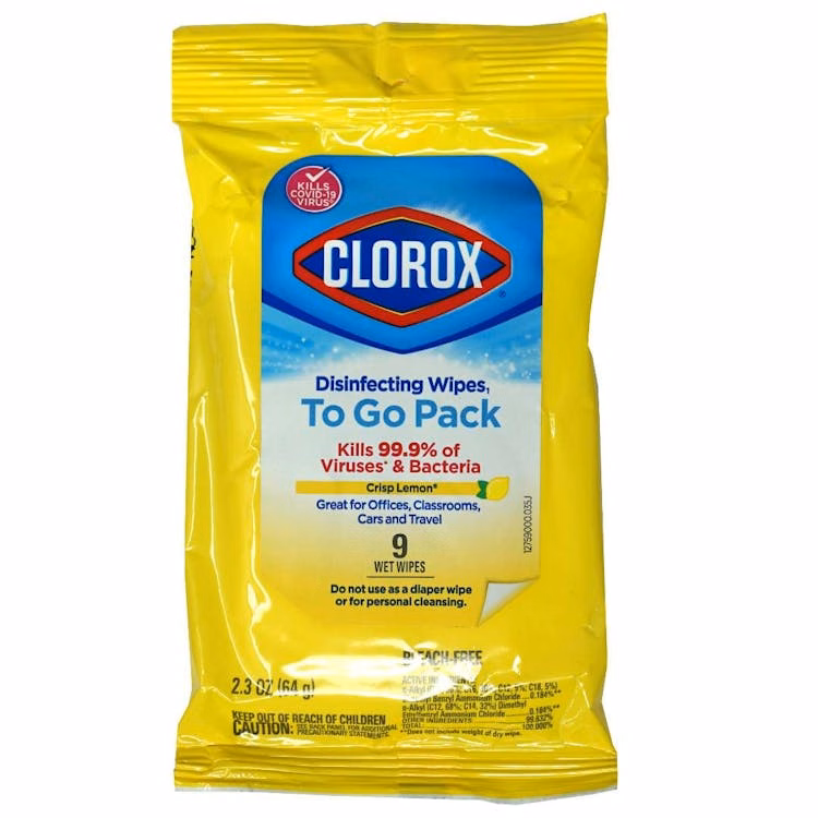 Clorox Crisp Lemon Scent to Go Wipes - 9 Count