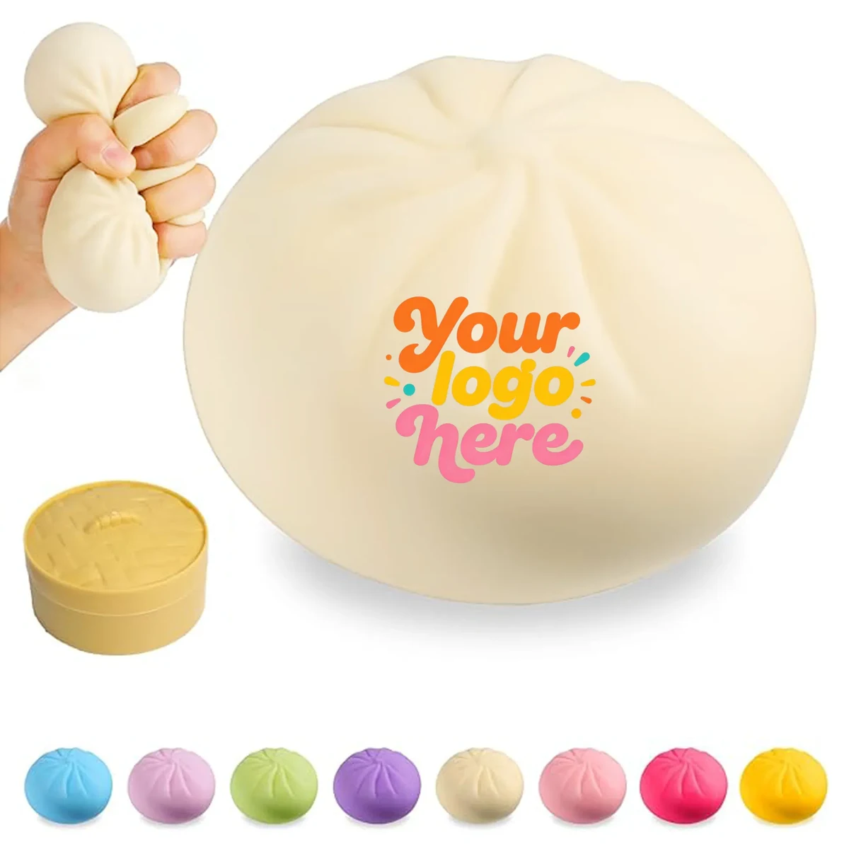MOQ 12 Colorful Dumpling Stress Ball with Steamer Fidget Toy 1