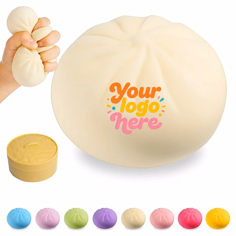 MOQ 12 Colorful Dumpling Stress Ball with Steamer Fidget Toy