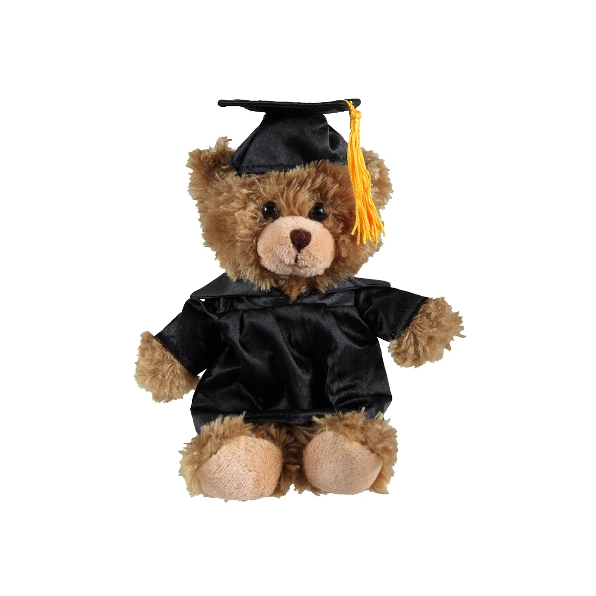 soft plush Mocha Curly Sitting Bear with graduation cap &gown 1