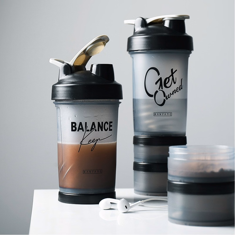 Double Bottom Box Gym Bpa Free Tritan Plastic Shaker Bottle Protein With Mixing Ball