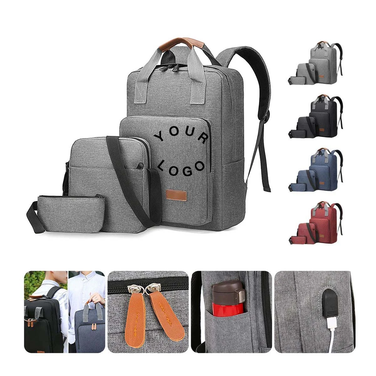 Durable Commuter Travel Bag Set with Side Pockets 1