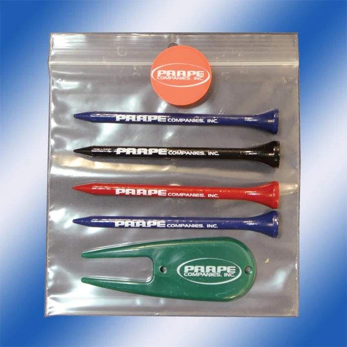 Pro Elite Premium Poly Bag Pack w/ 4 Tees, 1 Quarter Size Marker & 1 Caddy Fixer 1