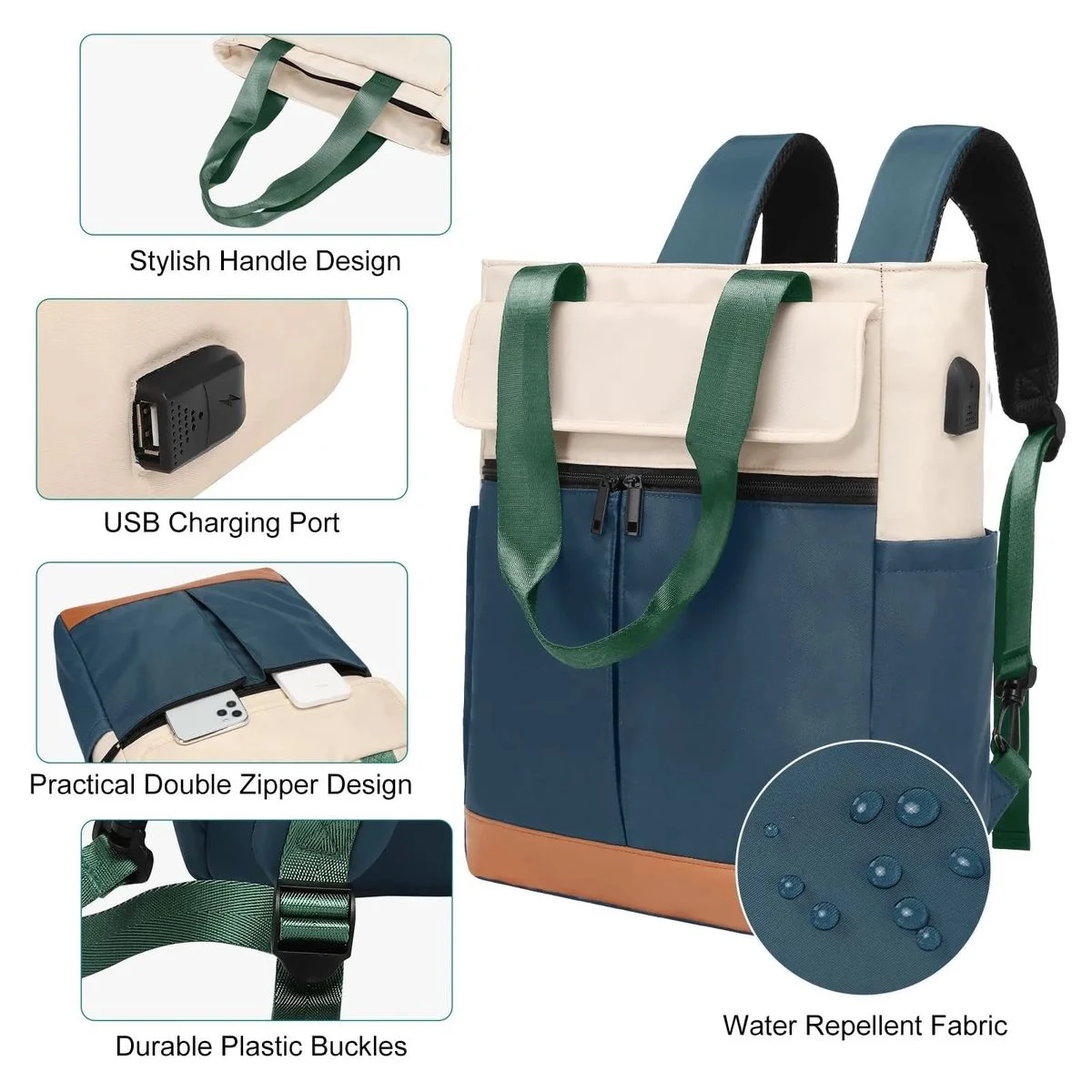 Large Travle Laptop Tote Backpack 1