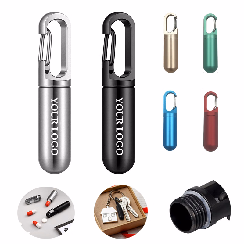 Pill Bottle Keychain Container 2.52*0.59In