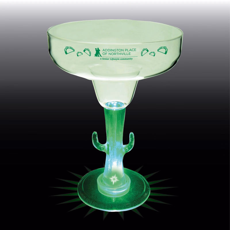 12oz Light Up Novelty Stem Plastic Margarita Glass