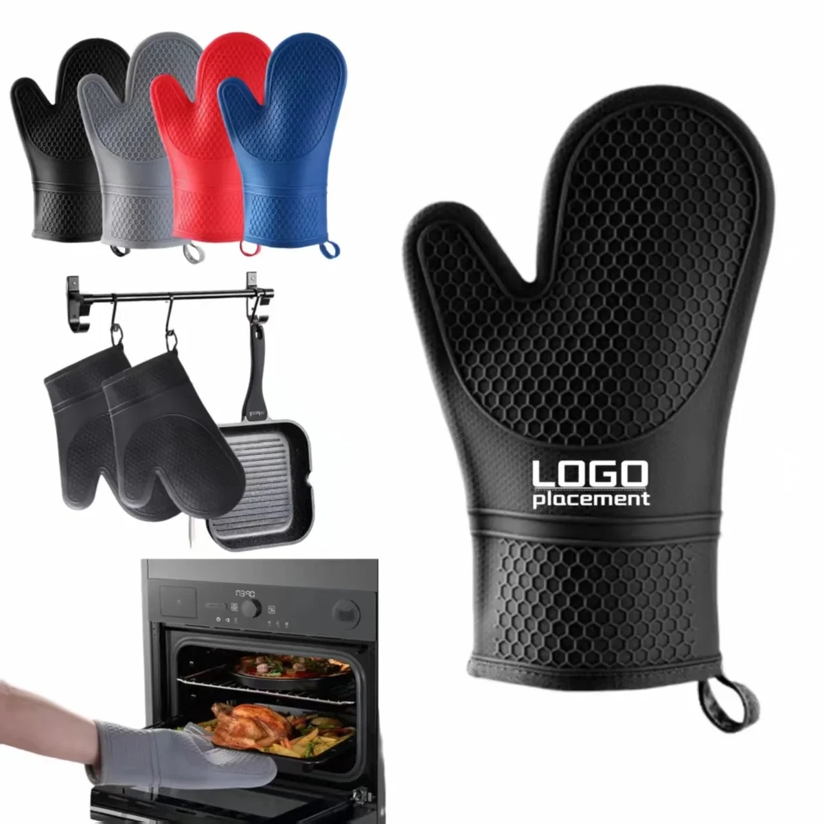 Silicone Honeycomb Heat Resistant Oven Mitt 1