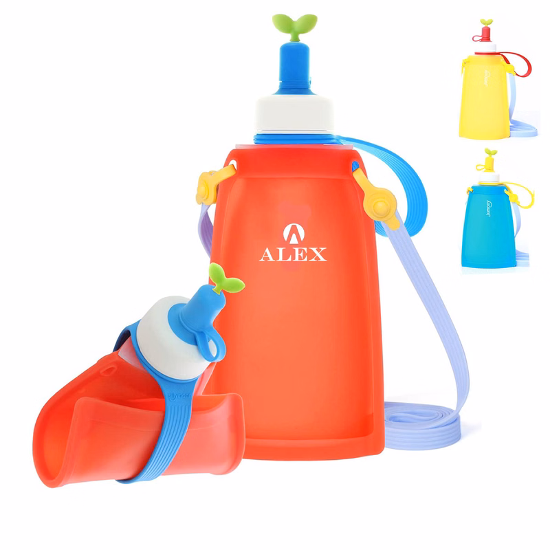 10 oz Silicone Collapsible Water Pouch with Straw Spout