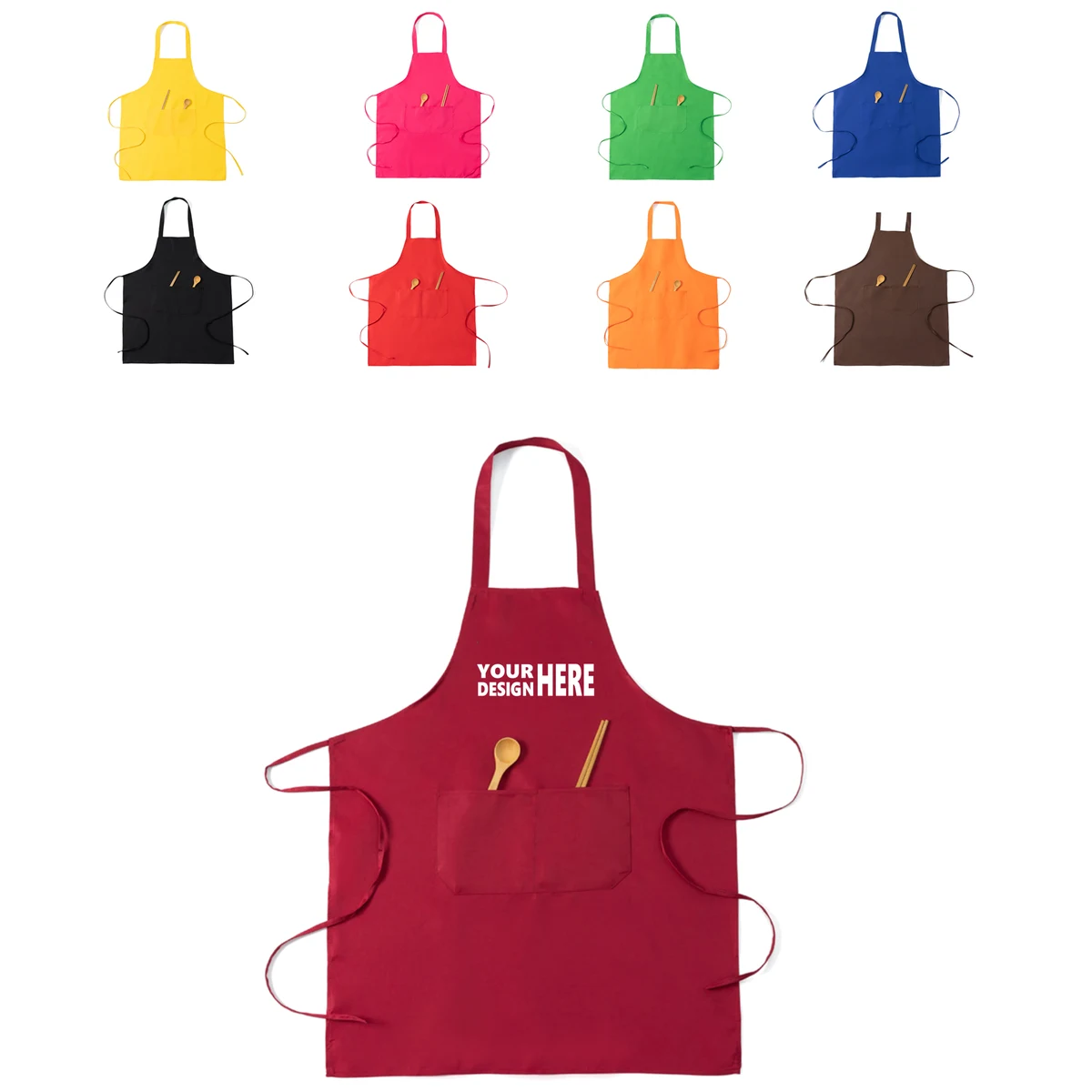 Polyester Neck-Hanging Apron With Pockets 1