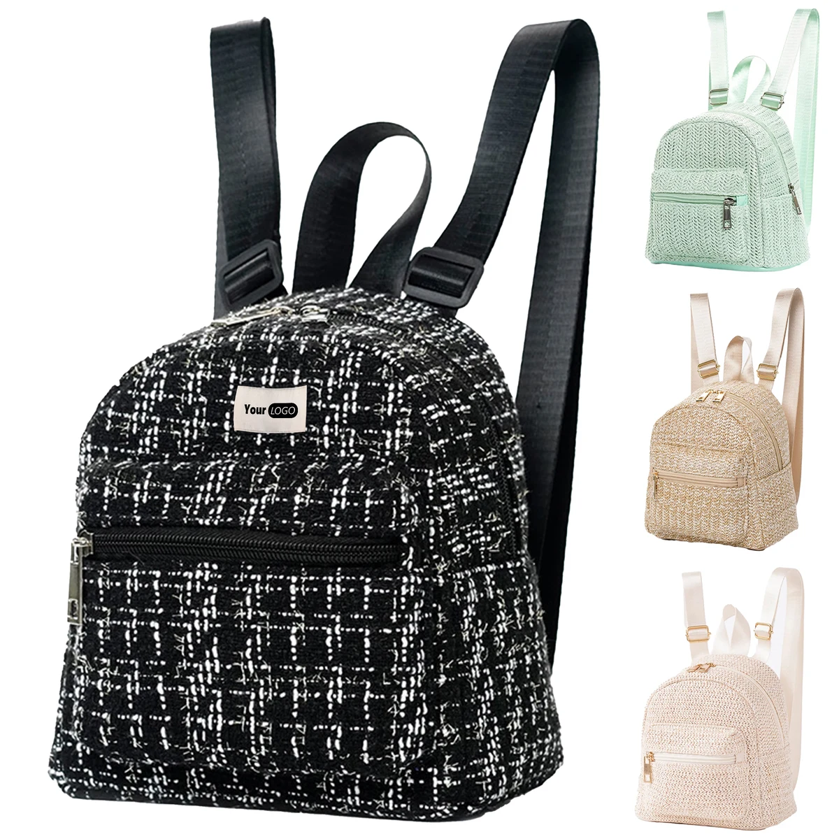 Jute Double Zipper Personalized Backpack 1