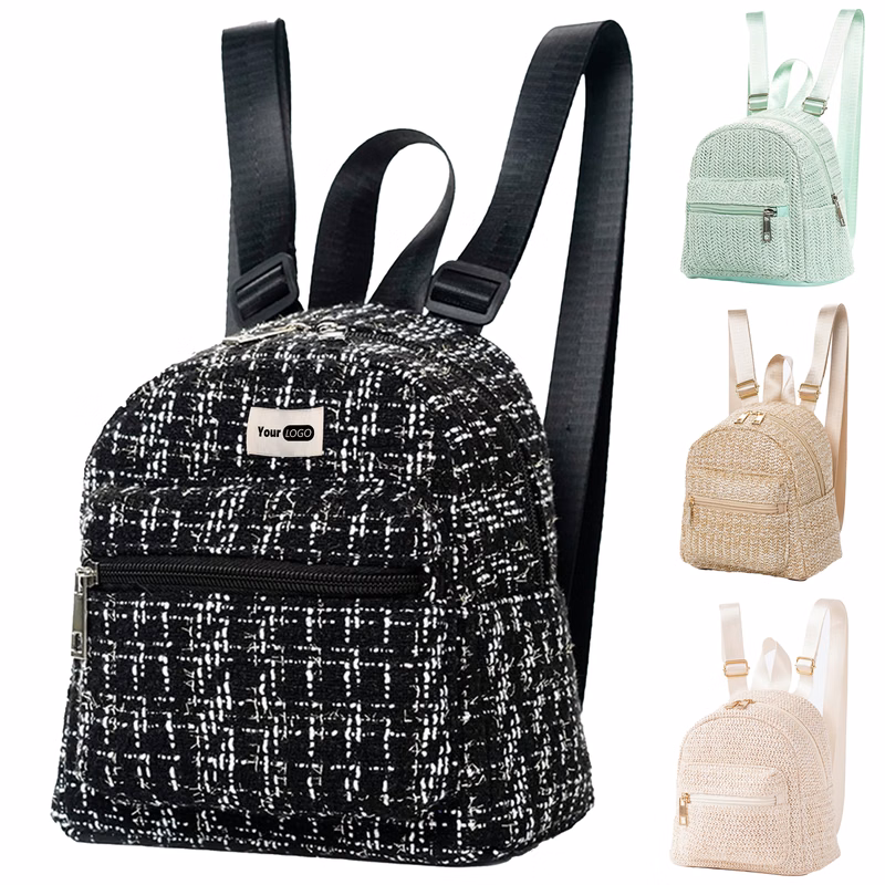 Jute Double Zipper Personalized Backpack