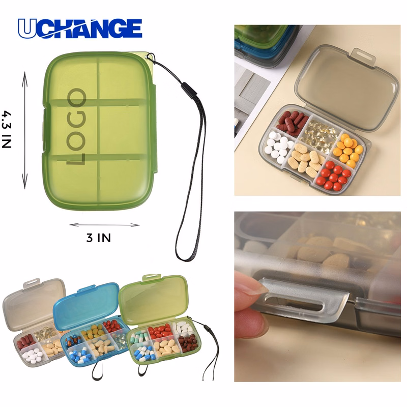 Health Versatile 6-Compartment Pill Organizer Case for Travel