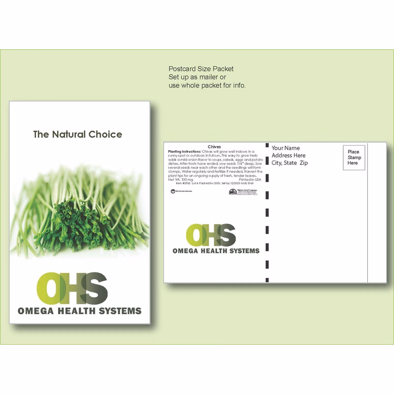 Chives Herb Seed Packet - Postcard Mailer Size 4" x 6.5"