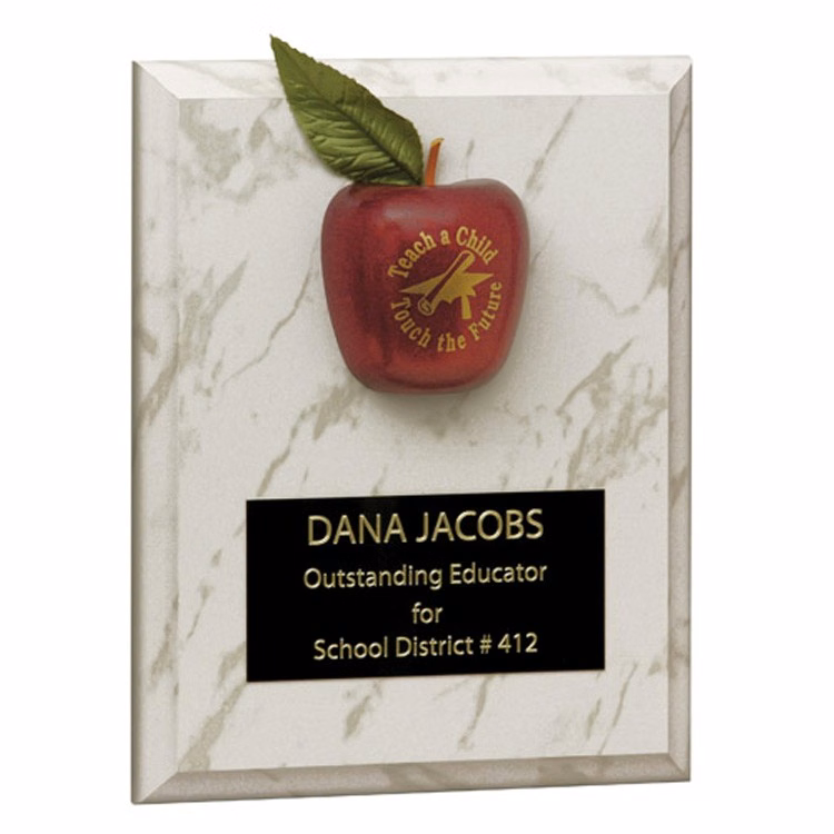 Apple Plaque with 1/2 red split apple and custom Imprint