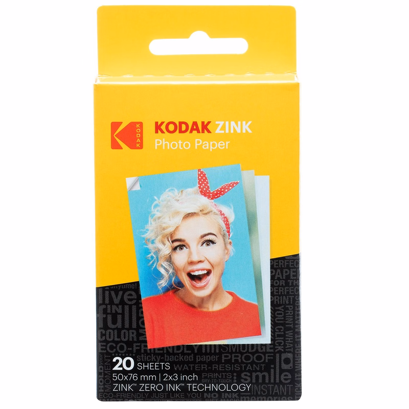 Kodak 2x3" Sticky-Backed ZINK Photo Paper (20 Sheets) - Compatible With Kodak Printomatic Instant...