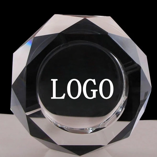 Large Octagon Crystal Ashtray - 7.1" 1