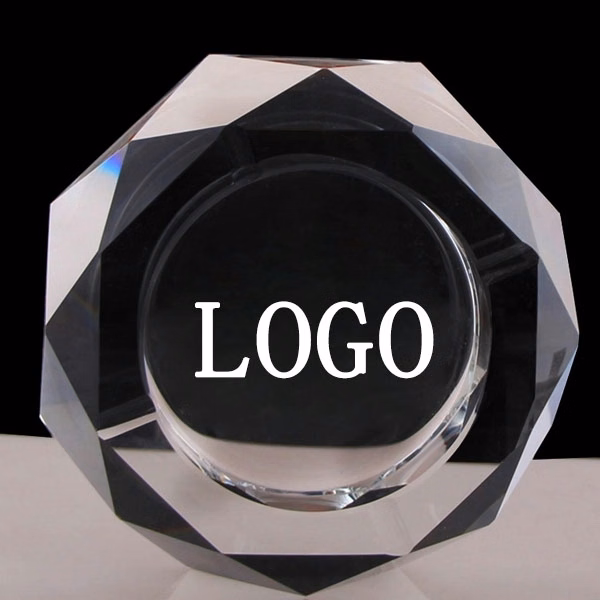 Large Octagon Crystal Ashtray - 7.1"