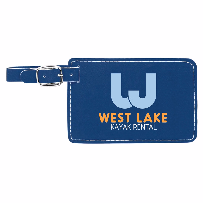 Blue/Silver Leatherette Luggage Tag