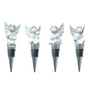 Elegant 4 Piece Blank Angel Cupid Wine Stopper Set 1