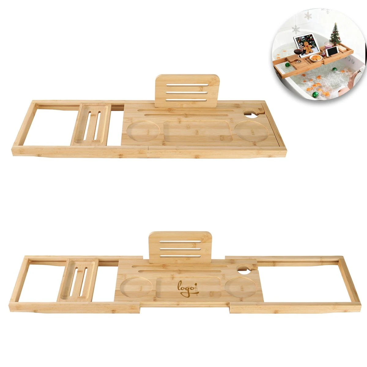 Bamboo Bathtub Tray Holder 1