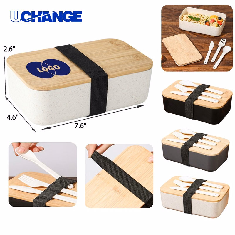 Lightweight Bamboo Bento Lunch Box with Tableware