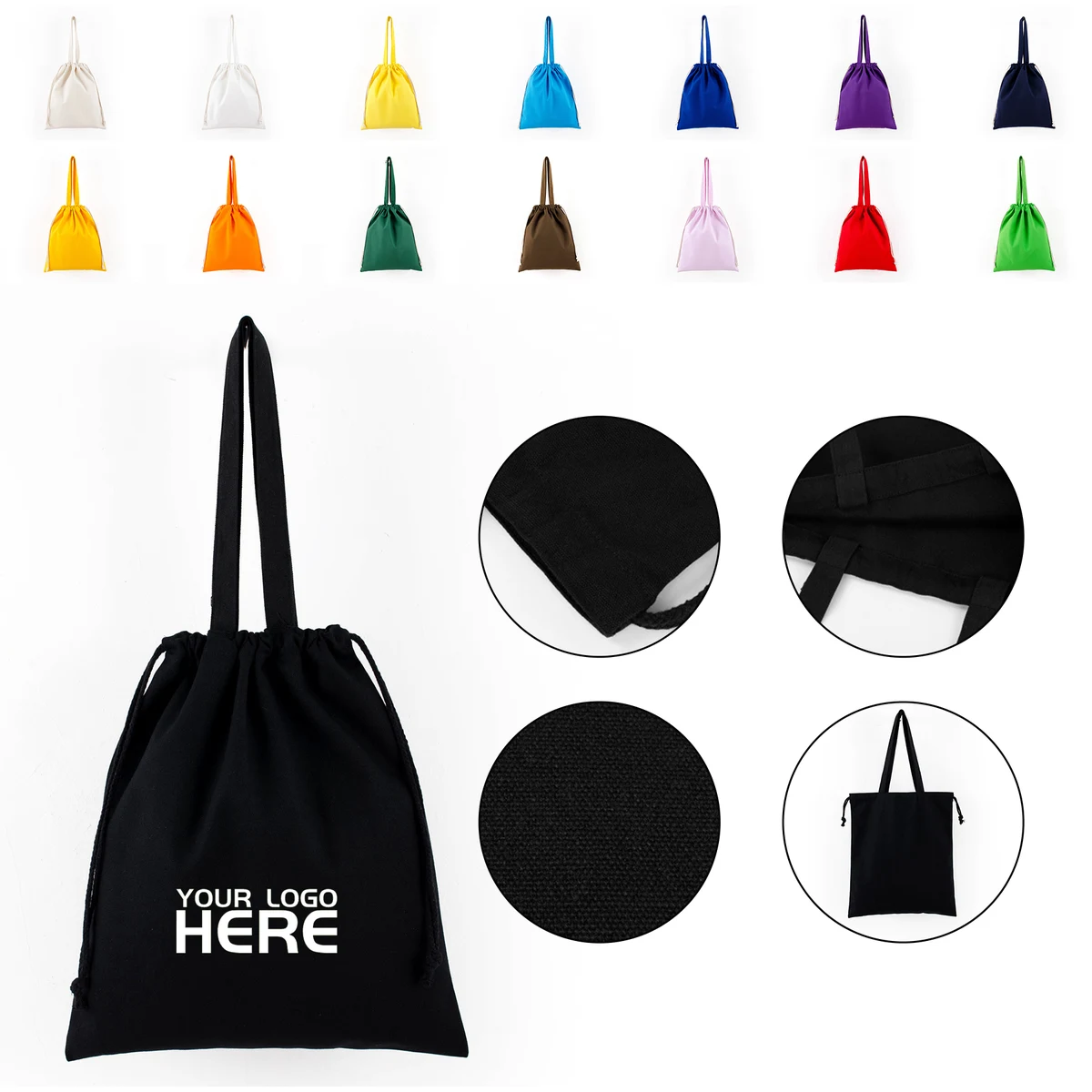 Natural Cotton Tote Bag With Drawstring 1