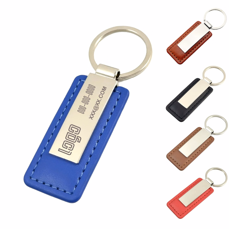 MOQ 50 Leather Metal Plate Keychain Business Gift Key Holder